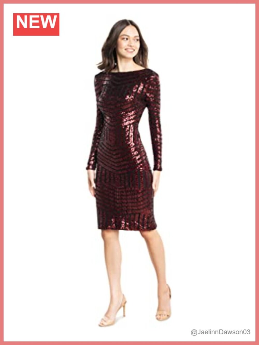 Long Sleeve Stretch Sequin Midi Sheath Dress